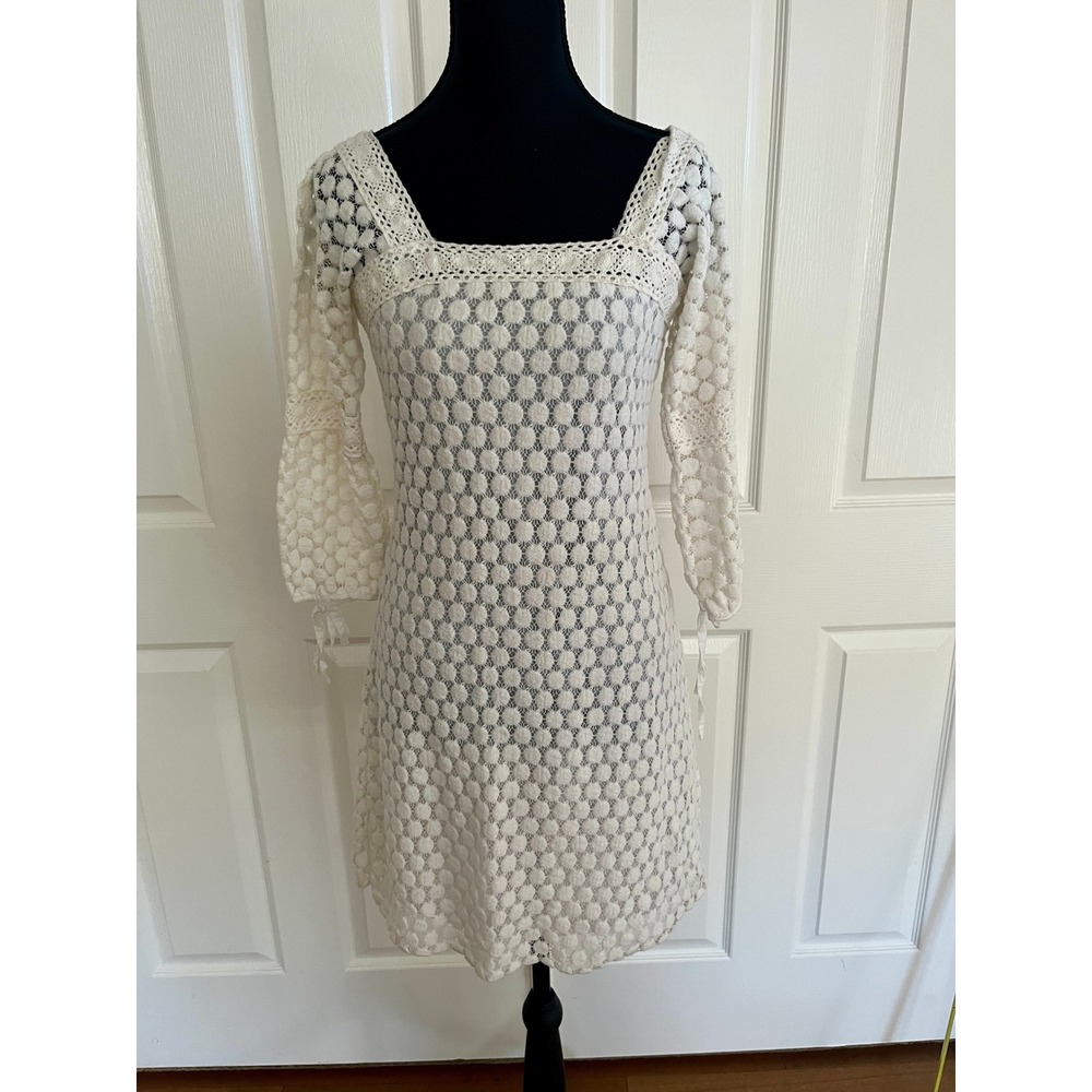 Solitaire Ravi Khosla White Clip Dot Cottagecore Dress S